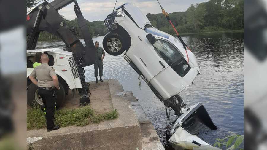 Truck nearly hits fisherman before crashing into pond, deputies say