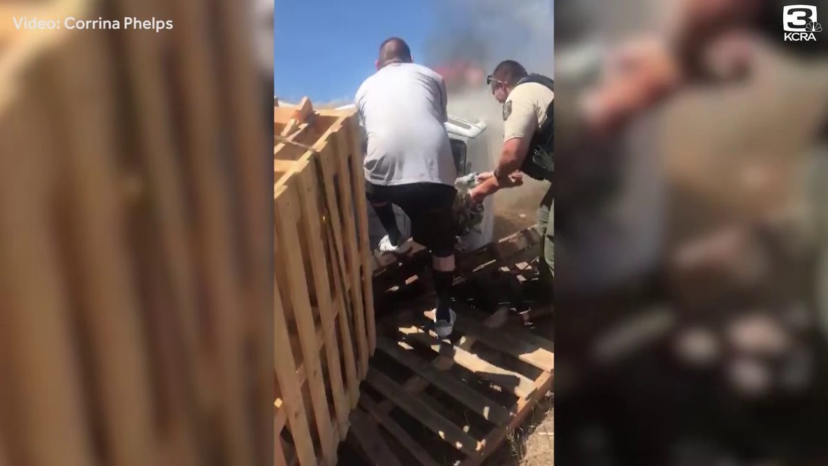 VIDEO: Good Samaritan helps rescue man from burning truck in Stanislaus ...