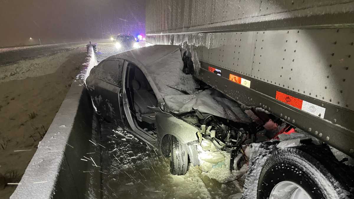 Woman hospitalized after car dragged 8 miles by semitrailer