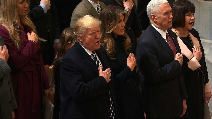 President Donald Trump at the National Cathedral for the 58th Presidential Inaugural Prayer Service on Jan. 21, 2017.