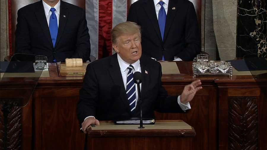 President Donald Trump delivers his first speech to Congress on February 28, 2017.