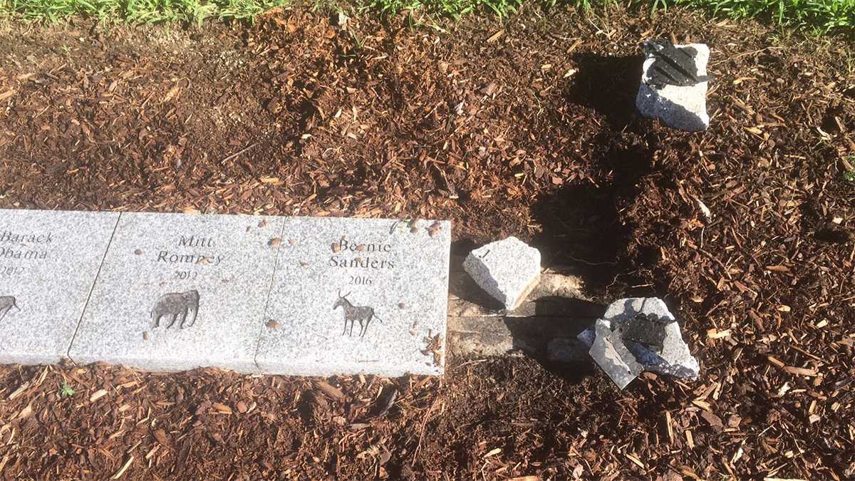 Vandal destroys granite block honoring Trump’s NH primary win