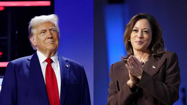 Donald Trump and Kamala Harris split