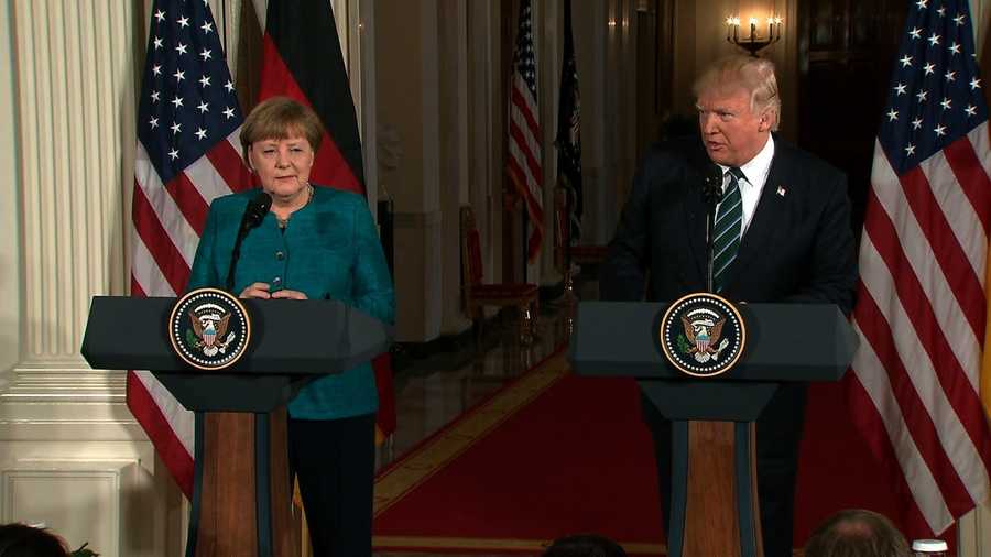 President Donald Trump hosted German Chancellor Angela Merkel at the White House on March 17, 2017.