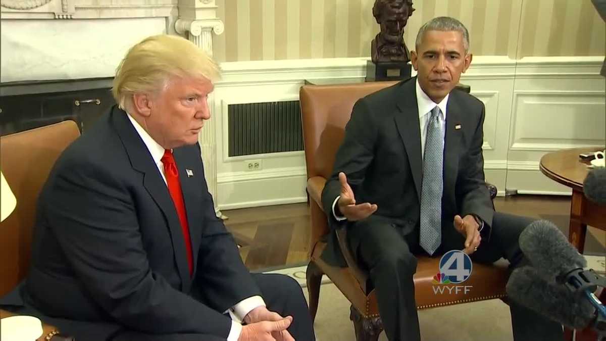 Donald Trump meets with President Barack Obama at White House