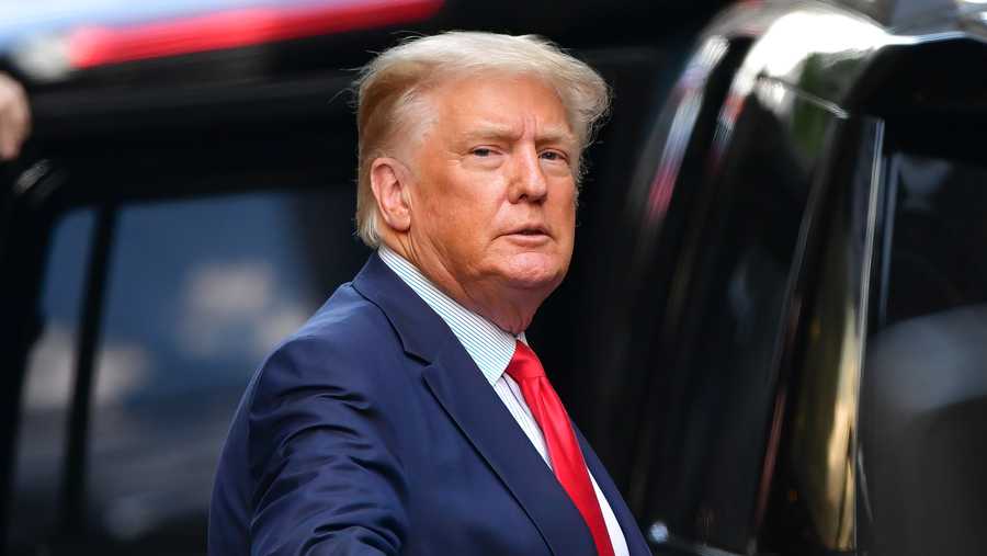 Former U.S. President Donald Trump leaves Trump Tower in Manhattan on May 18, 2021 in New York City.