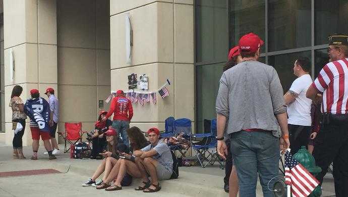 Supporters line up hours before rally to see President Trump