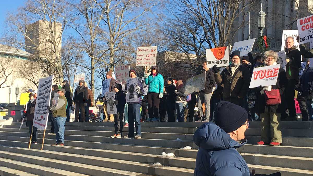 Trump protesters rally on Capitol steps as electoral college convenes