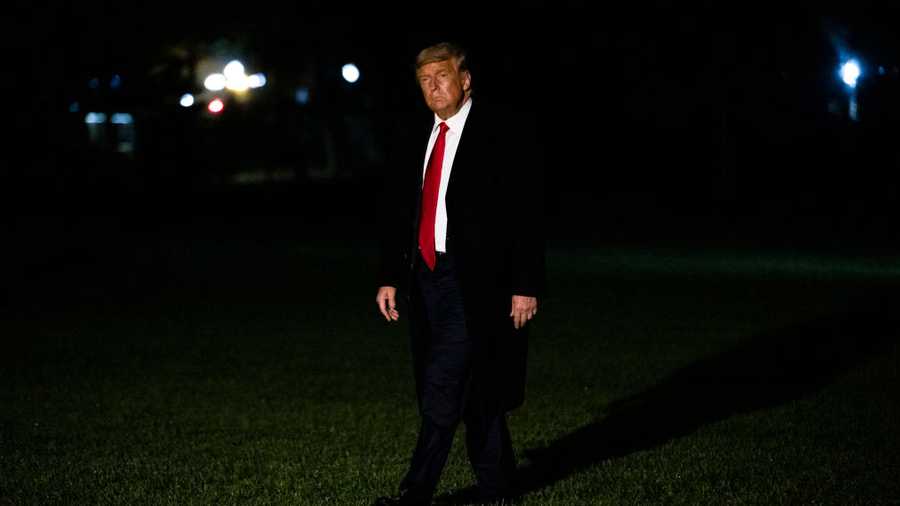 President Donald Trump returns to the White House after multiple campaign stops over the weekend on October 19, 2020 in Washington, DC.
