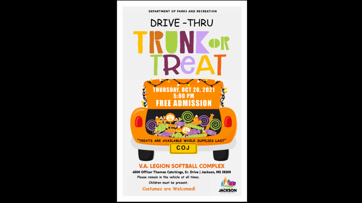 Jackson Department of Parks and Recreation set to host drivethru trunk