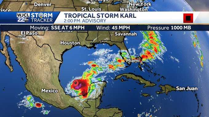 Savannah: Tracking Tropical Storm Karl's path, intensity