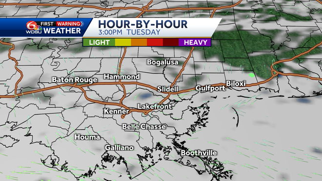 New Orleans forecast hurricane rain chances high temps winds