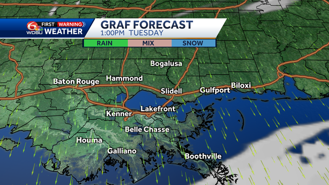New Orleans forecast how cold will it be low temps this week