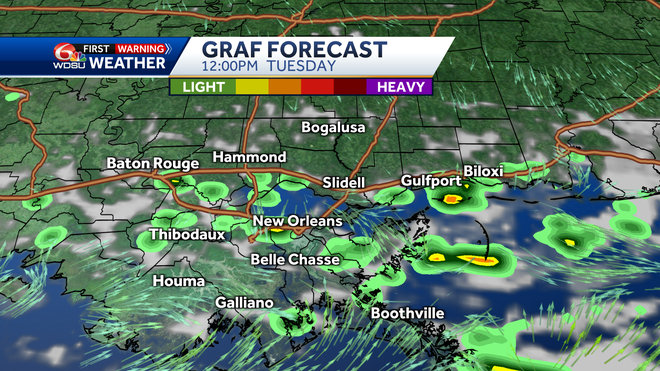 New Orleans weather forecast rain chance high temp tropic outlook