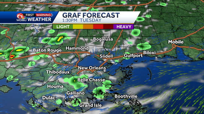 New Orleans weather forecast high temp rain Atlantic tropics