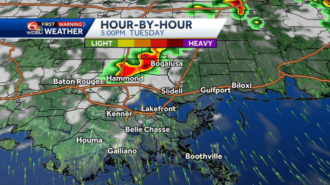 New Orleans weather forecast high temp rain chances severe storms