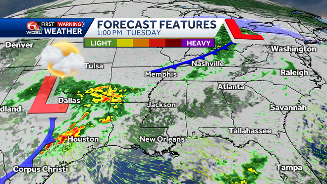 New Orleans severe weather flood forecast high temp low temp