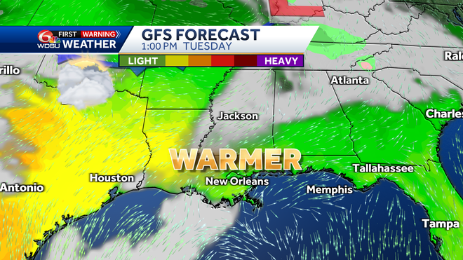 Weather features for Tuesday