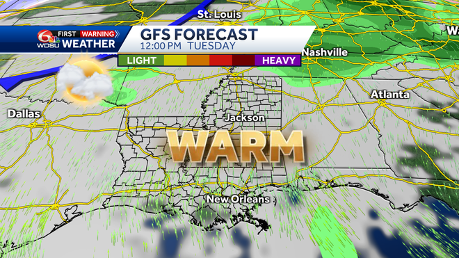 New Orleans weather forecast fog low temp high temp rain chances