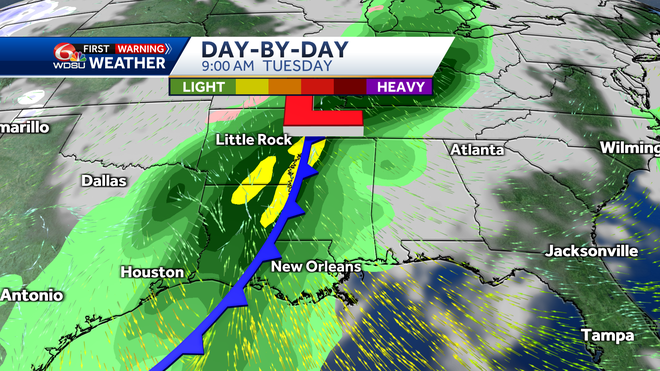 New Orleans weather forecast high temp rain chances Thursday