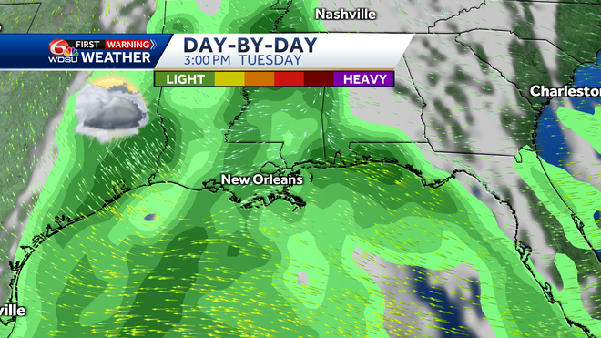 New Orleans weather forecast high temp chance of rain Fathers Day