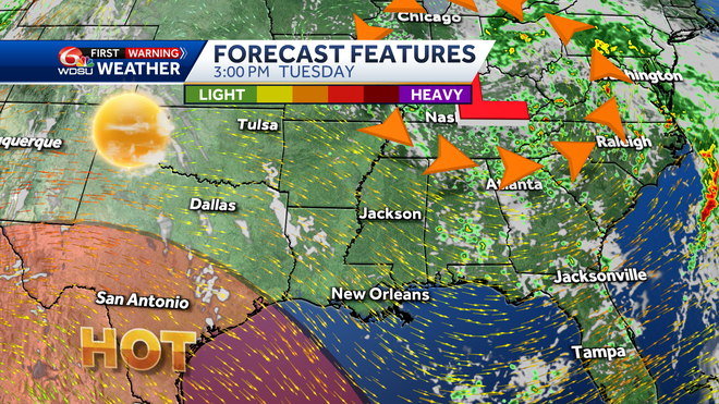 Tuesday weather features