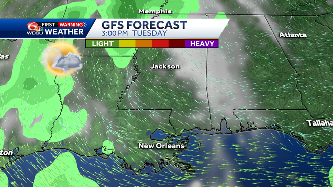 New Orleans weather forecast rain chances high temps tornado risk