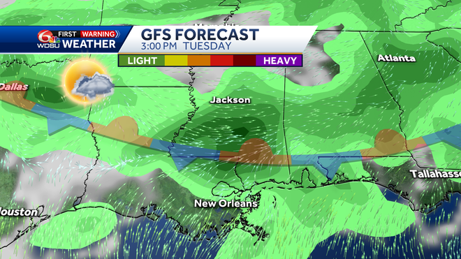 New Orleans weather forecast high temp heat index rain chances