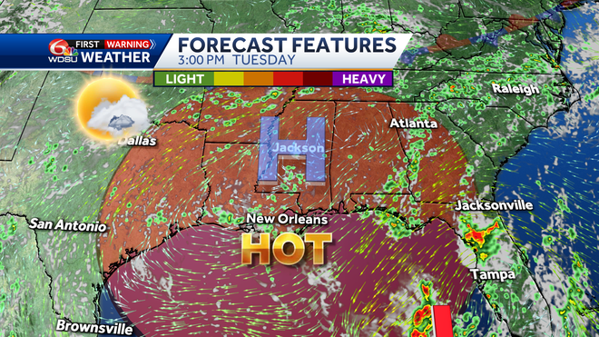 New Orleans weather forecast heat advisory tropics Gulf hurricane
