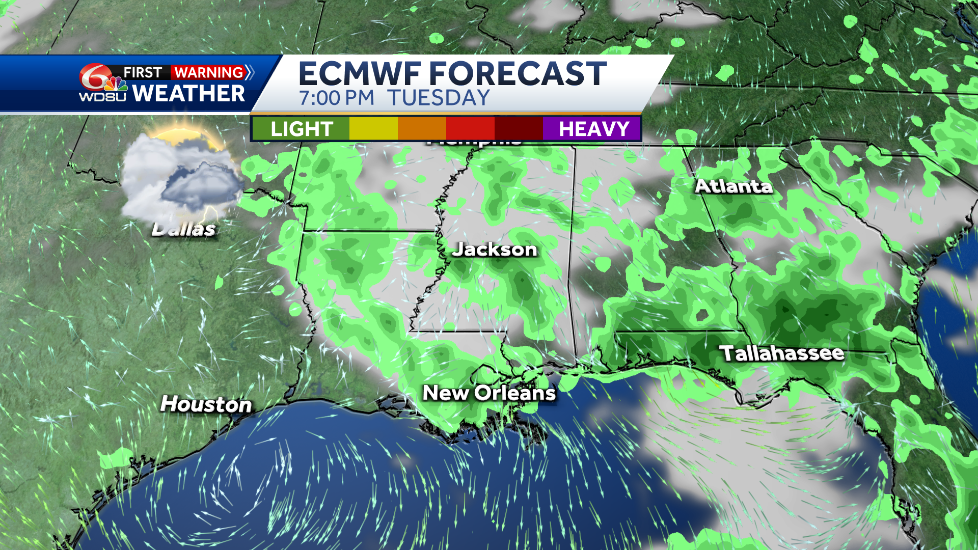 New Orleans weather forecast high temp rain chances Gulf forecast - WDSU