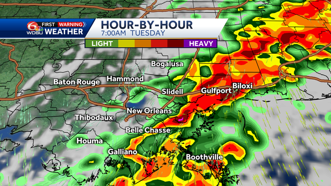 New Orleans weather forecast will a tornado hit tonight flooding