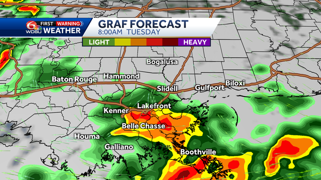 New Orleans weather forecast rain chance how much rain will we get