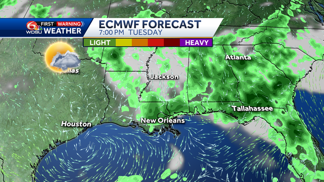 Weather features on Tuesday evening