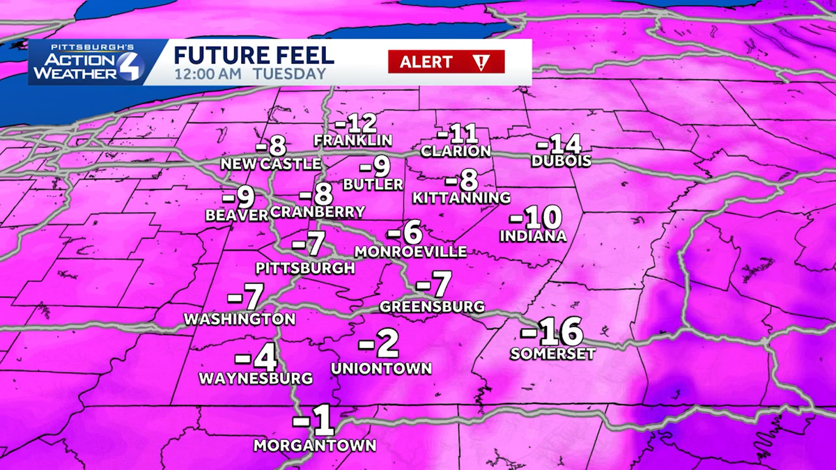 Hour-by-hour forecast: How cold will it get in Western Pennsylvania?