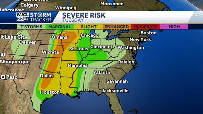Savannah: Nation's mid-section to see near round of severe storms