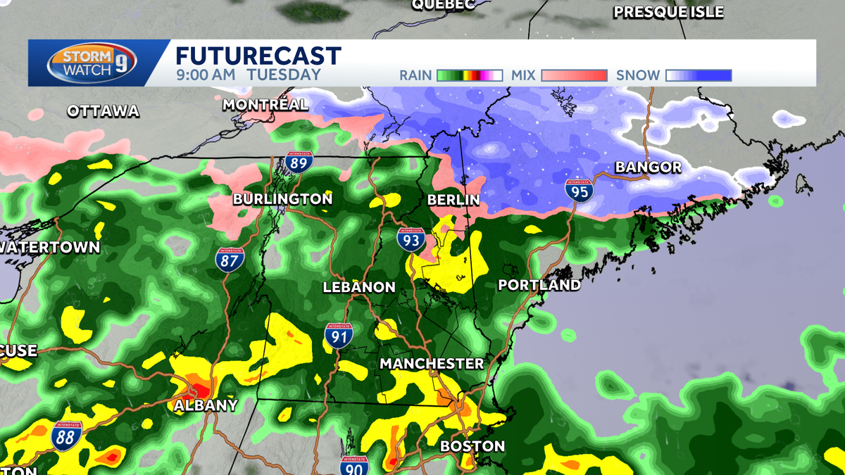 Tracking rain and cooler temps Tuesday in NH, looking ahead at Easter rain chance