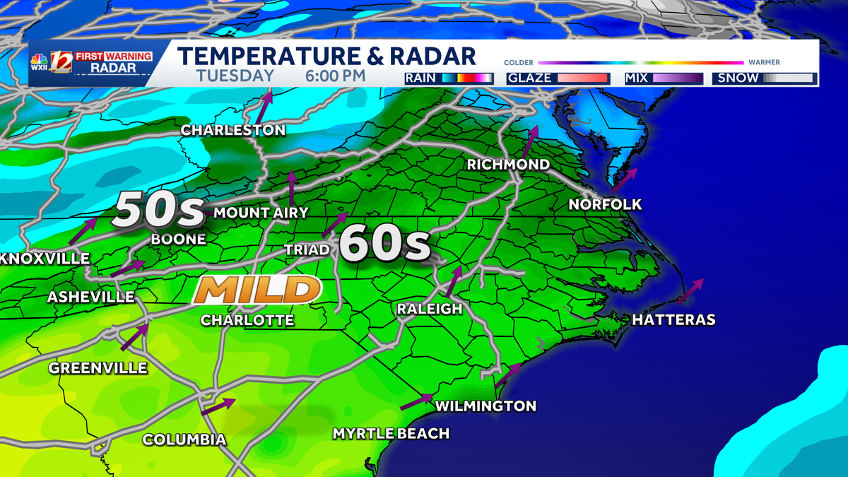 Monday sun, warming midweek in North Carolina | Cooler, watching for wintry mix by Valentine's Day