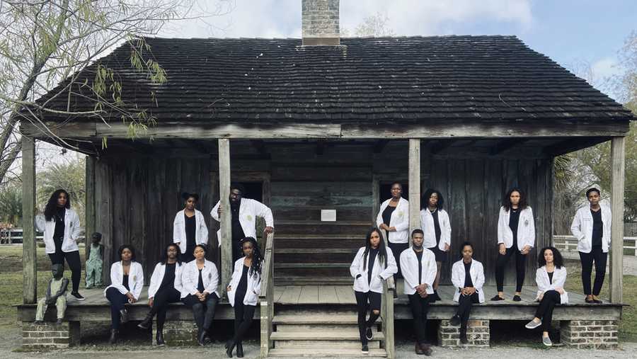 Fifteen Tulane University medical students posed for this picture at Whitney Plantation.