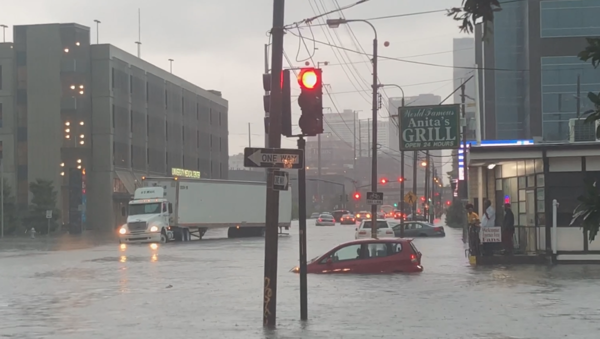 Street flooding seen on Tulane Ave.