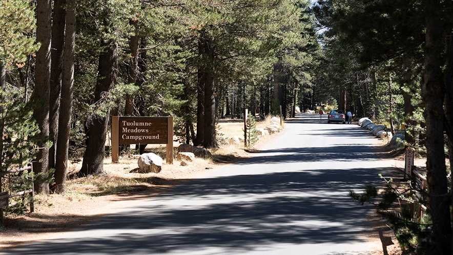 the entrance into tuolumne meadows campground, which will be closed until 2024, and possibly to 2025.