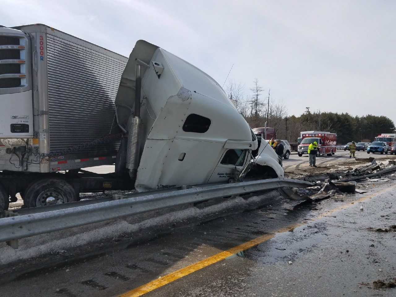 Tractor-trailer Crashes Into Median, Backs Up Turnpike Traffic For Miles