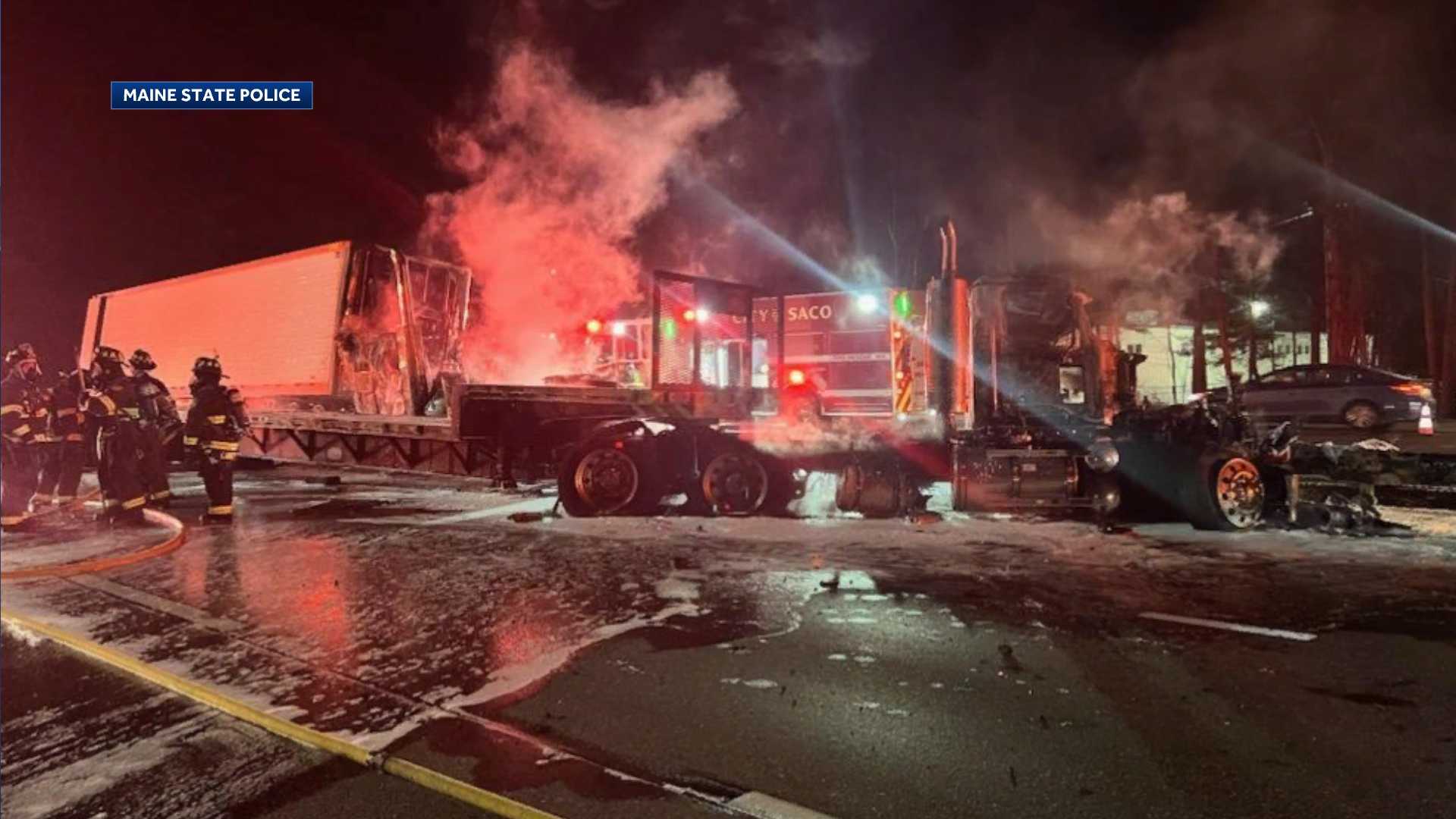 Crash On Maine Turnpike Leads To Massive Fire