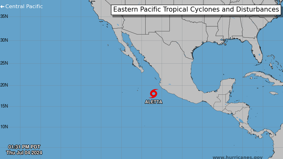 Se forma la tormenta tropical Aletta en el Océano Pacífico frente a las costas de México