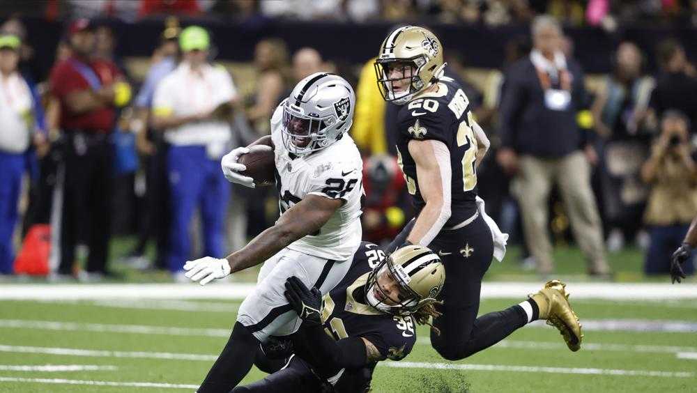 Pete Werner tips it, and Tyrann - New Orleans Saints