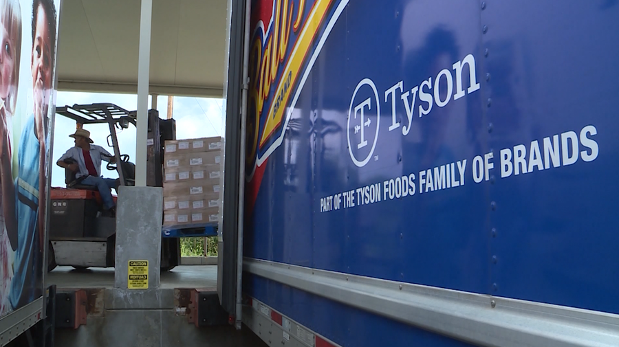 FILE image of a Tyson Foods truck in a warehouse