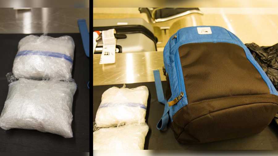 U.S. Customs and Border Protection agents seized more than 4 pounds of meth from three people trying to smuggle the drugs out of the country.