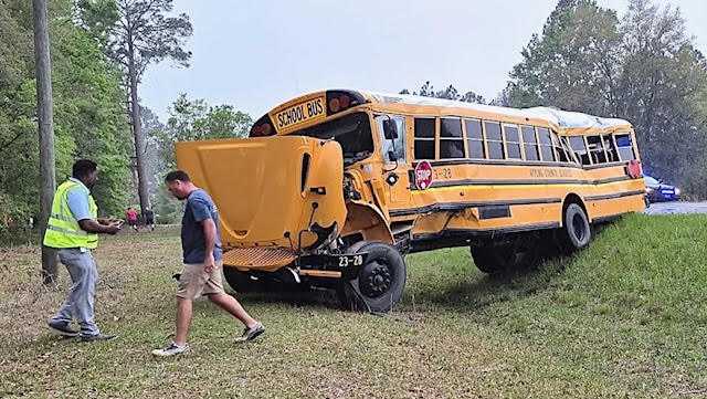 Georgia: Two adults; three children injured in school bus crash