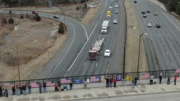 Trucker Convoy en route to the Capital Beltway via I-270 in Maryland.