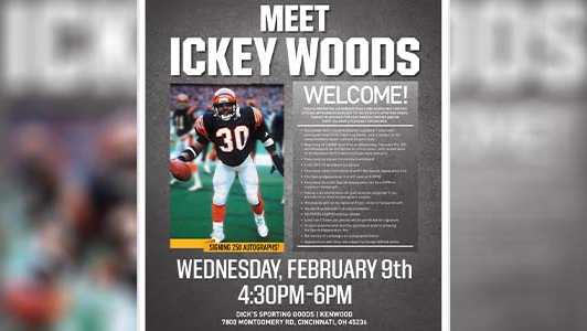 Ickey Woods to meet fans at Dick's in Kenwood