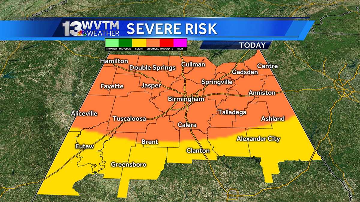 Tornado watch issued for central Alabama until 6 p.m. Wednesday